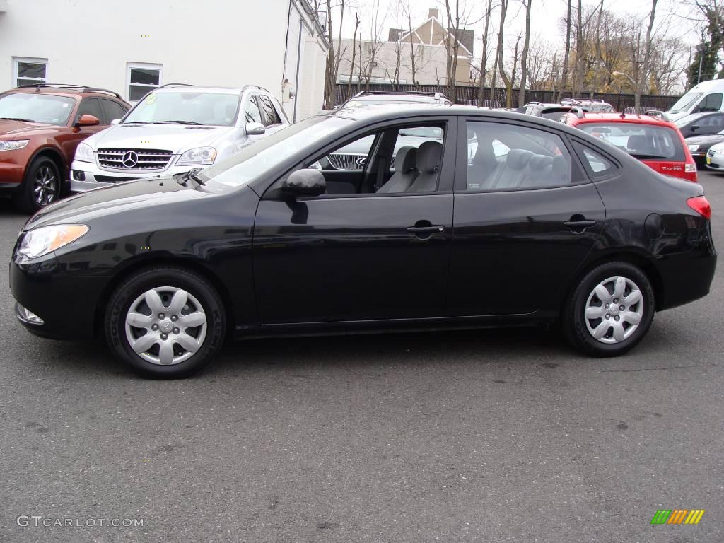 2009 Elantra GLS Sedan - Black Pearl / Gray photo #4