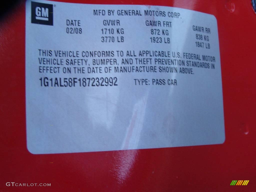 2008 Cobalt LT Sedan - Victory Red / Gray photo #28