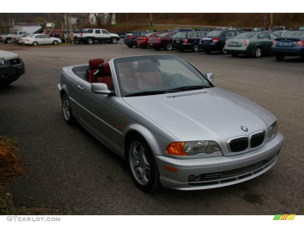 2001 3 Series 330i Convertible - Titanium Silver Metallic / Tanin Red photo #18