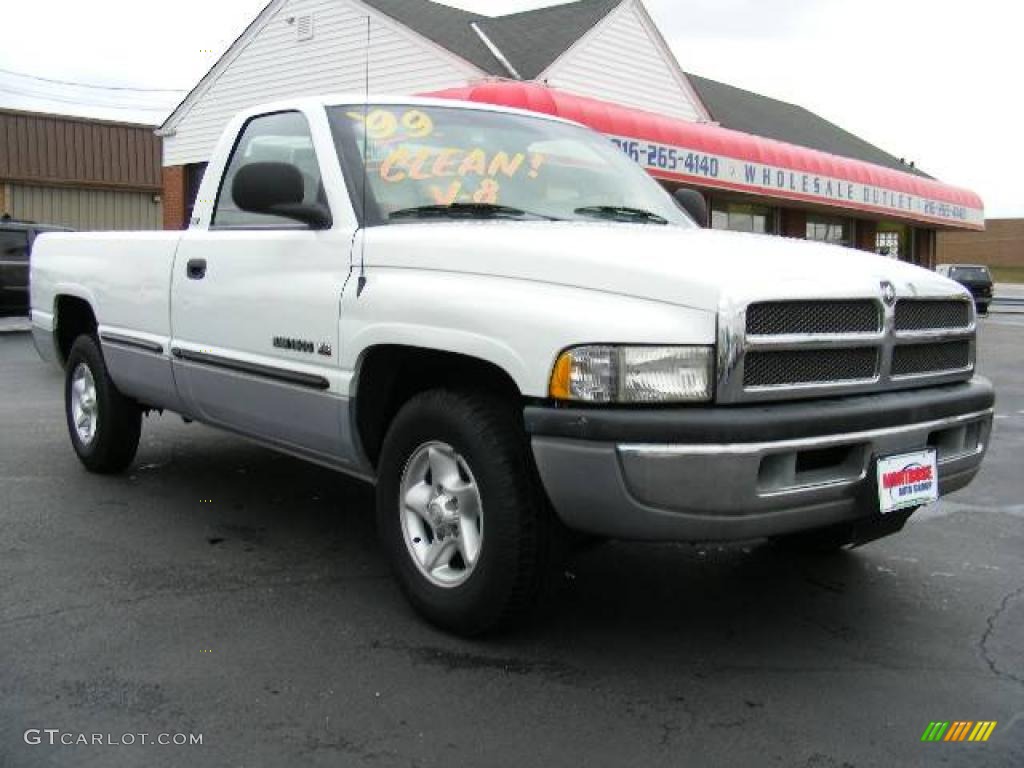 1999 Ram 1500 SLT Regular Cab - Bright White / Agate Black photo #7