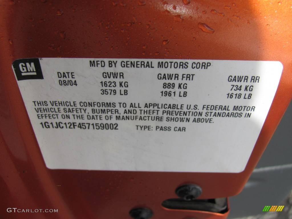 2005 Cavalier Coupe - Sunburst Orange Metallic / Graphite Gray photo #14