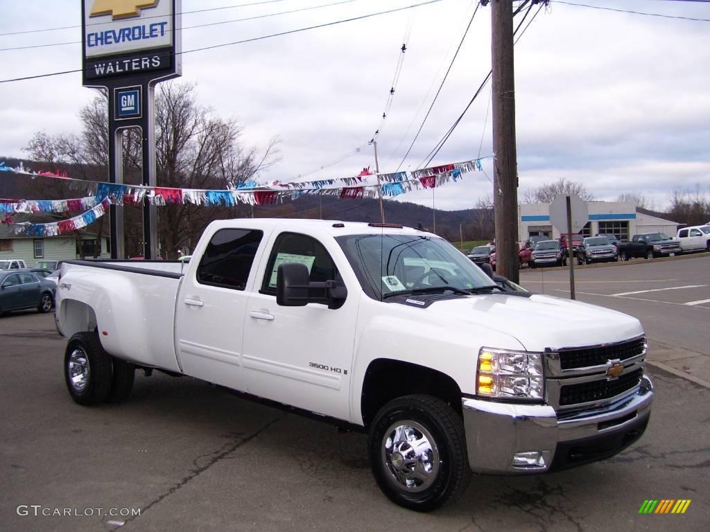 2009 Silverado 3500HD LTZ Crew Cab 4x4 Dually - Summit White / Ebony photo #1