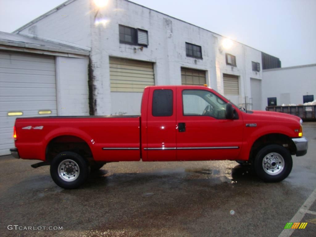 1999 F350 Super Duty XLT SuperCab 4x4 - Vermillion Red / Camel photo #6