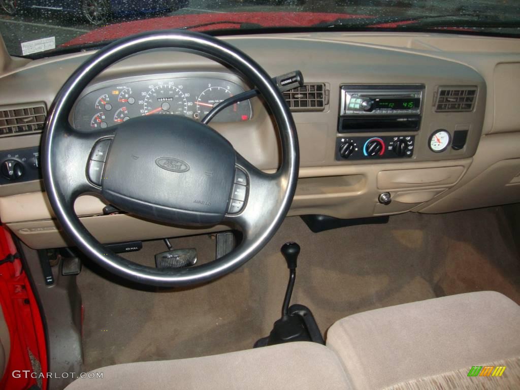 1999 F350 Super Duty XLT SuperCab 4x4 - Vermillion Red / Camel photo #28