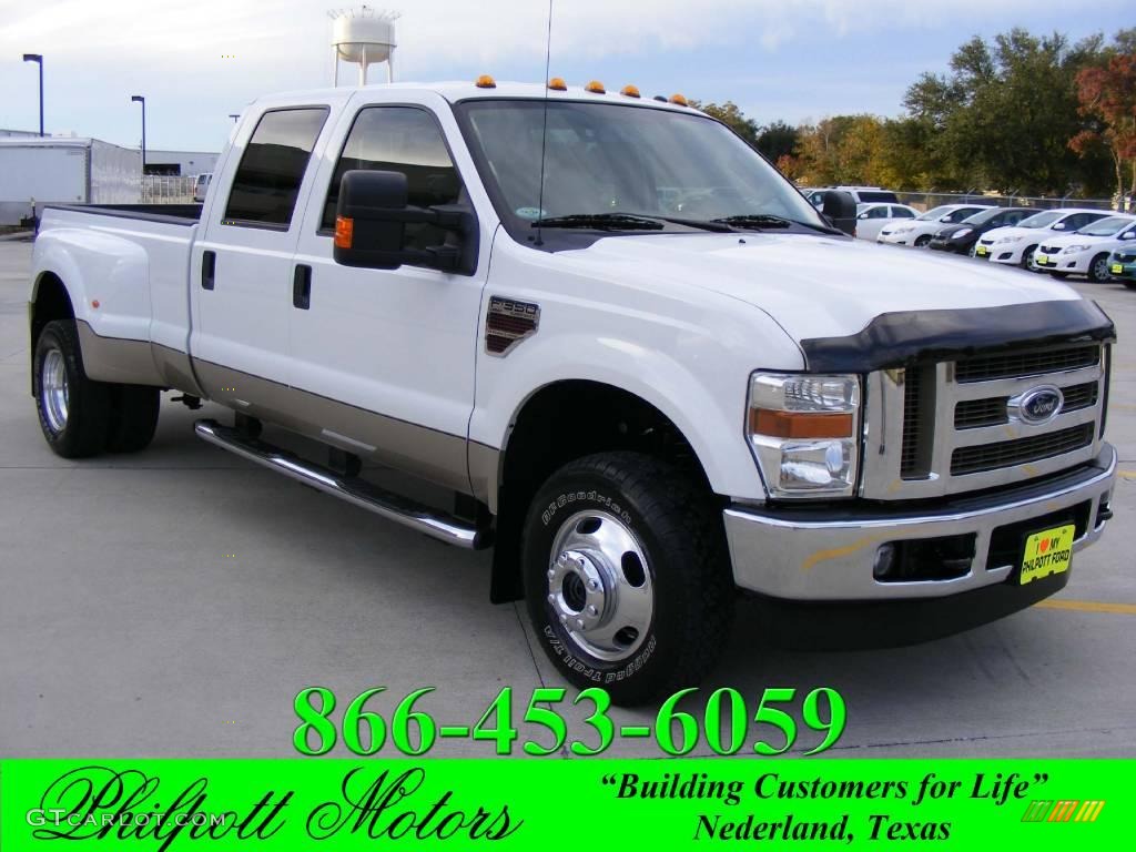 2008 F350 Super Duty Lariat Crew Cab 4x4 Dually - Oxford White / Camel photo #1