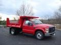 Red 2009 Ford F350 Super Duty XL Regular Cab Chassis Dump Truck
