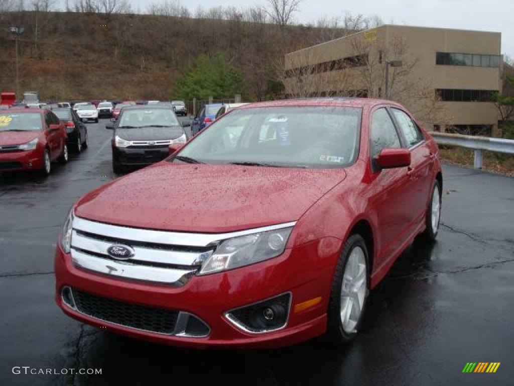 2010 Fusion Sport AWD - Sangria Red Metallic / Charcoal Black/Sport Black photo #7