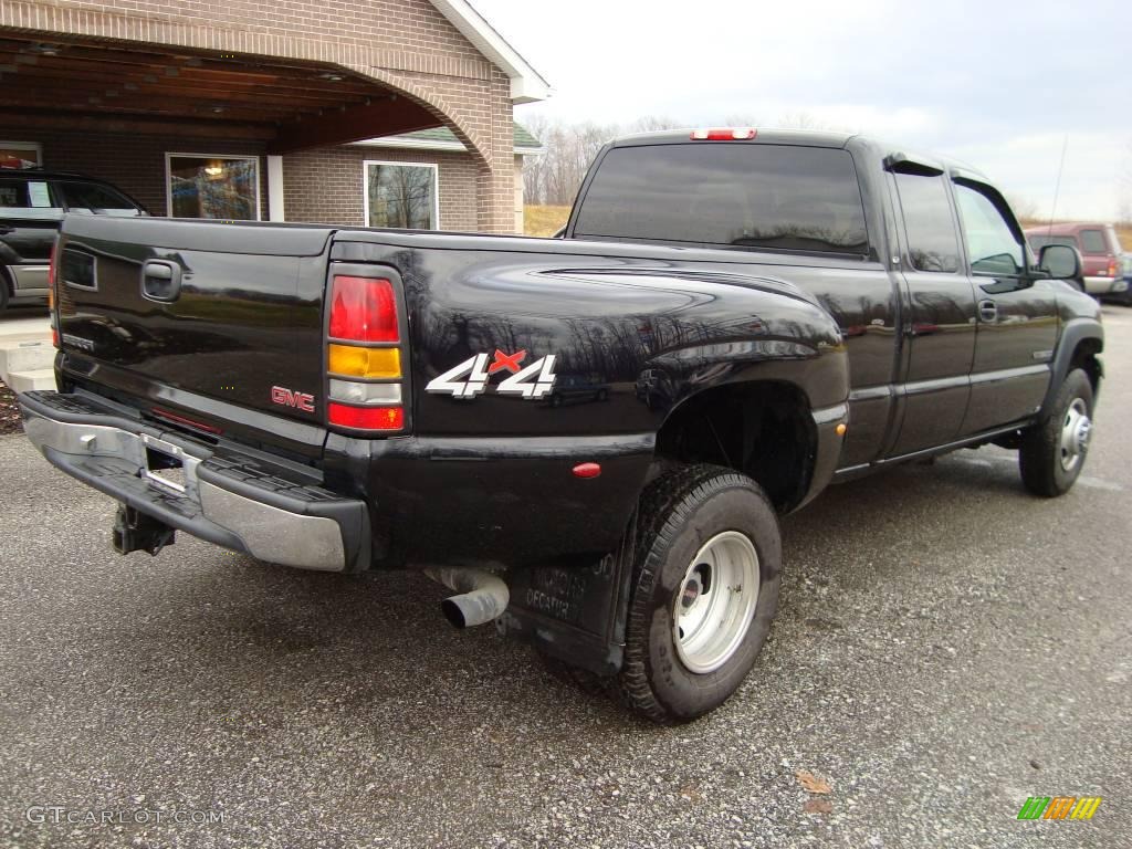 2001 Sierra 3500 SLT Extended Cab 4x4 Dually - Onyx Black / Graphite photo #3