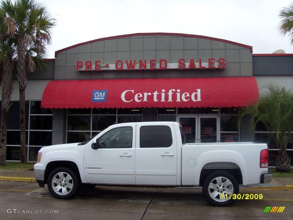 2007 Sierra 1500 SLT Crew Cab 4x4 - Summit White / Very Dark Cashmere/Light Cashmere photo #1