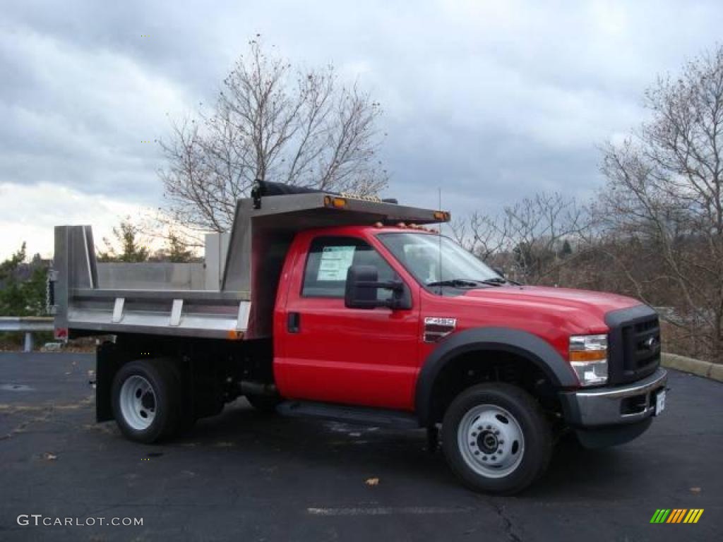 2010 F450 Super Duty Regular Cab 4x4 Chassis Dump Truck - Bright Red / Medium Stone photo #1