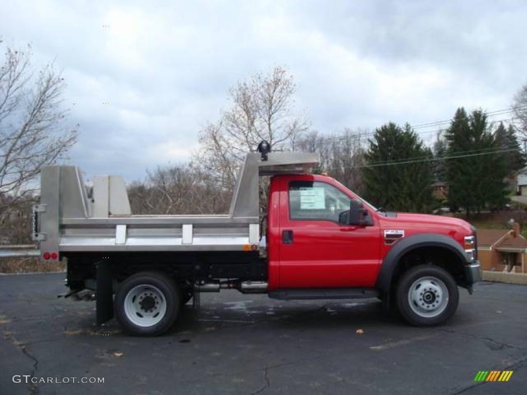 2010 F450 Super Duty Regular Cab 4x4 Chassis Dump Truck - Bright Red / Medium Stone photo #2
