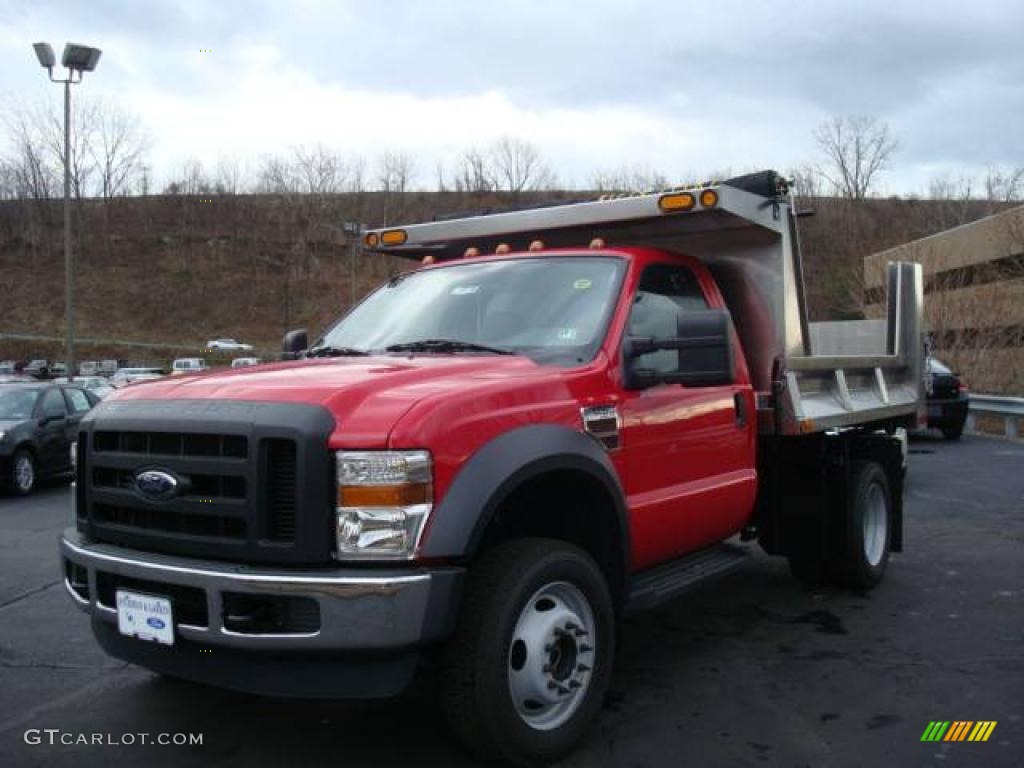 2010 F450 Super Duty Regular Cab 4x4 Chassis Dump Truck - Bright Red / Medium Stone photo #7