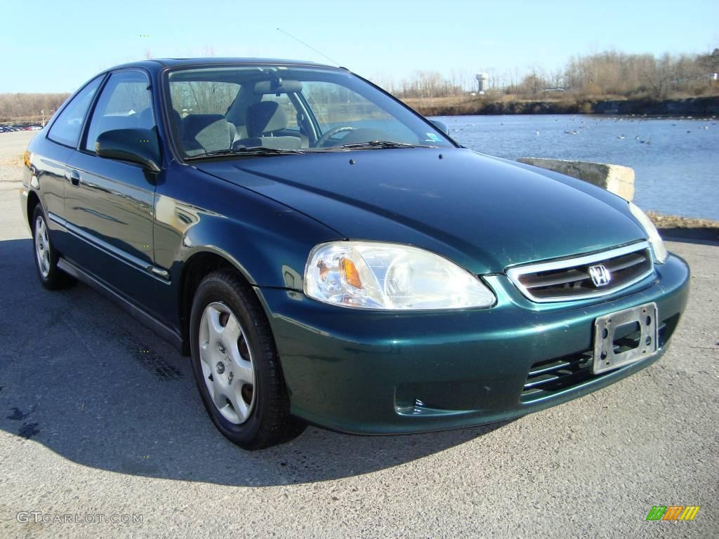 1999 Civic EX Coupe - Clover Green Pearl / Dark Gray photo #1