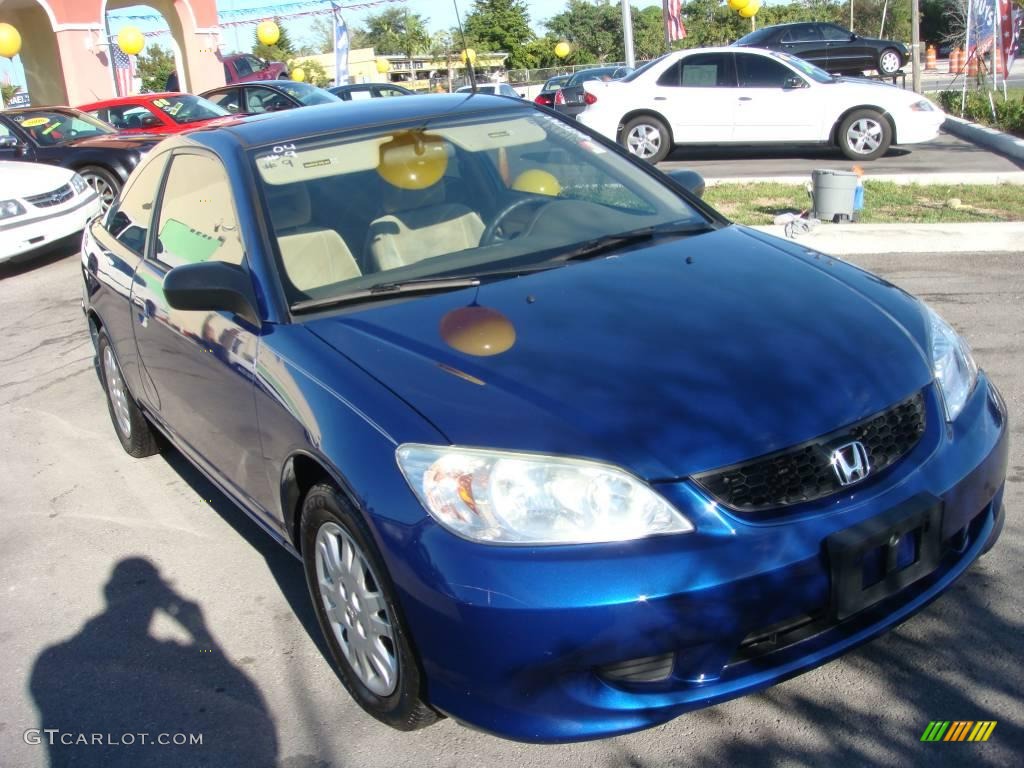 2004 Civic LX Coupe - Vivid Blue Pearl / Ivory Beige photo #1