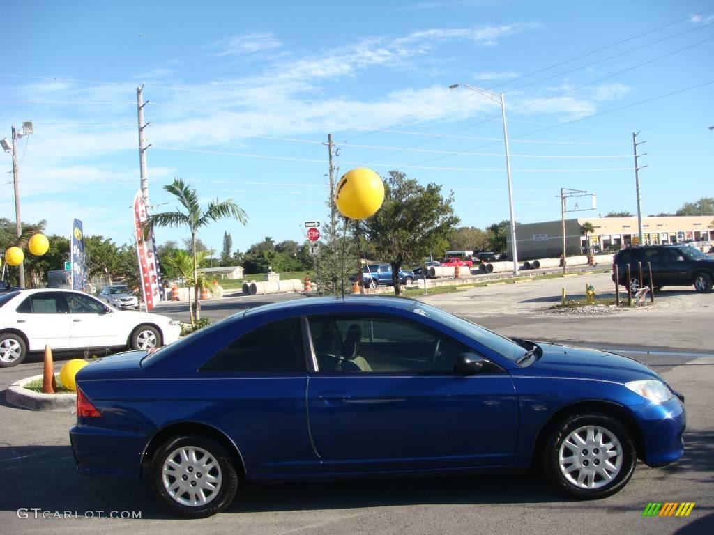 2004 Civic LX Coupe - Vivid Blue Pearl / Ivory Beige photo #2