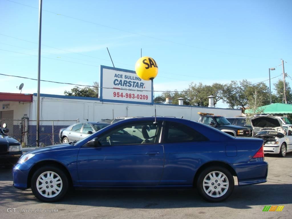 2004 Civic LX Coupe - Vivid Blue Pearl / Ivory Beige photo #6