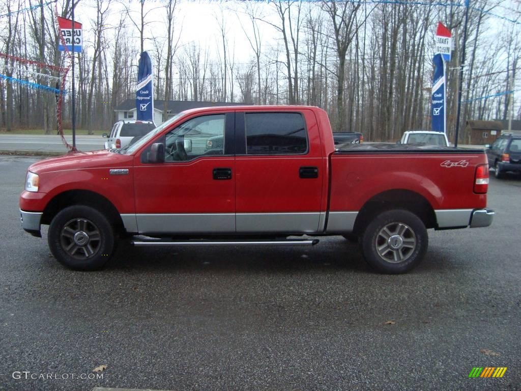2005 F150 XLT SuperCrew 4x4 - Bright Red / Medium Flint/Dark Flint Grey photo #6