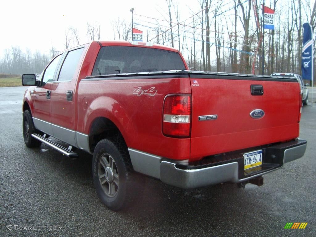 2005 F150 XLT SuperCrew 4x4 - Bright Red / Medium Flint/Dark Flint Grey photo #7