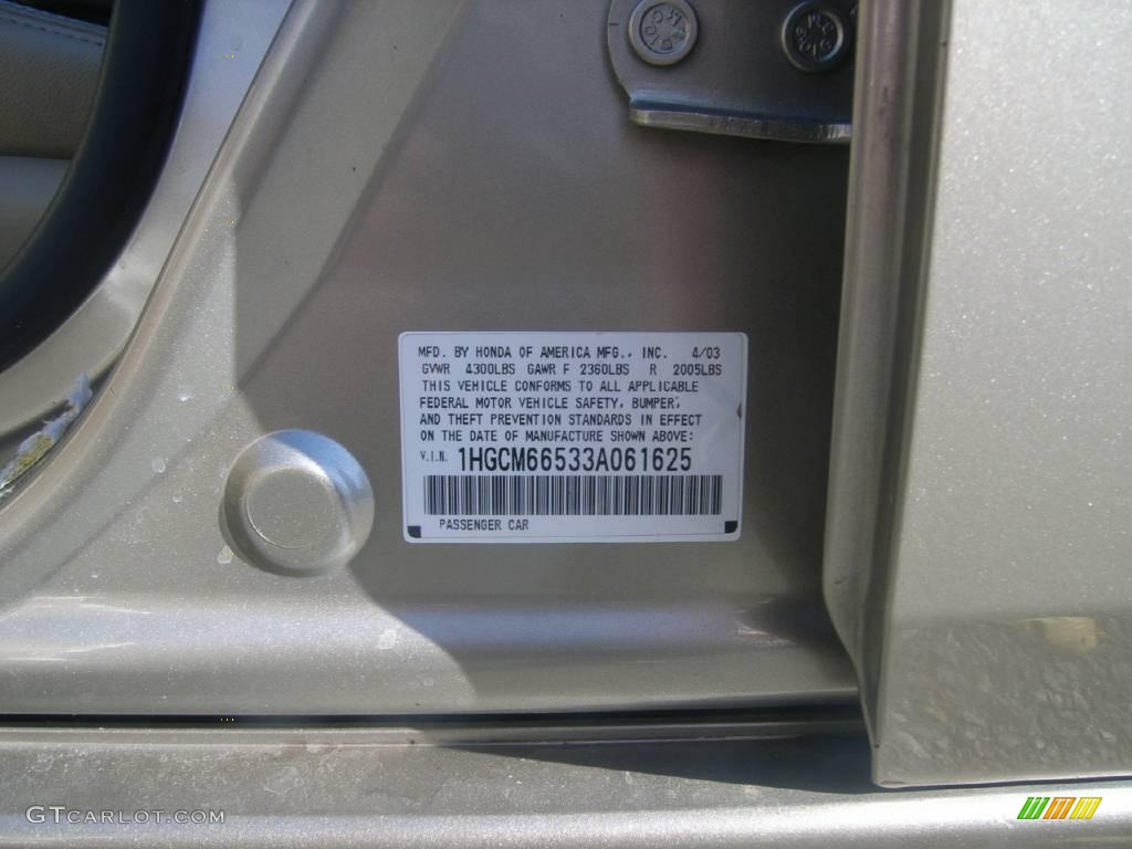 2003 Accord EX V6 Sedan - Desert Mist Metallic / Ivory photo #22