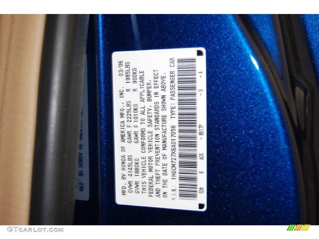 2006 Accord EX Coupe - Sapphire Blue Pearl / Ivory photo #19