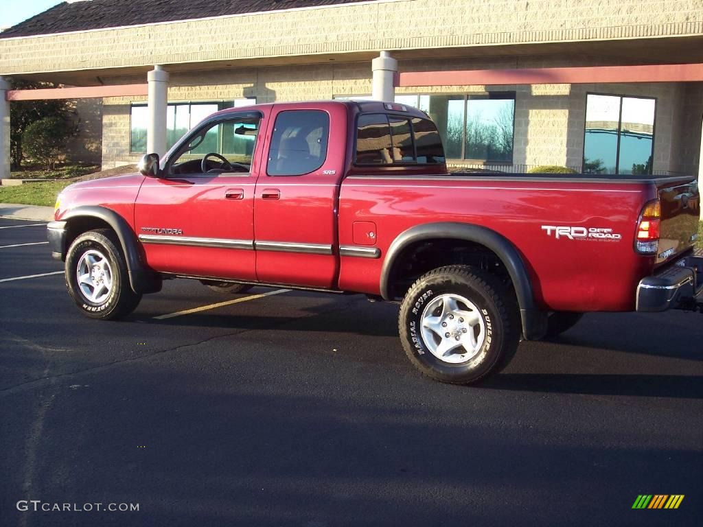 2001 Tundra SR5 TRD Extended Cab 4x4 - Sunfire Red Pearl / Oak photo #11