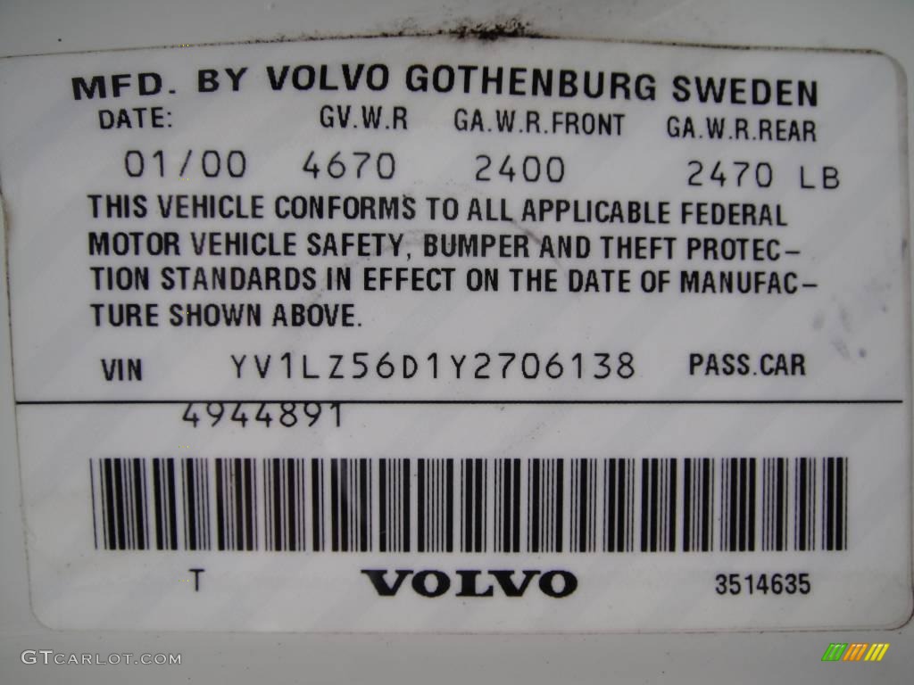 2000 V70 XC AWD - White / Light Taupe/Taupe photo #17