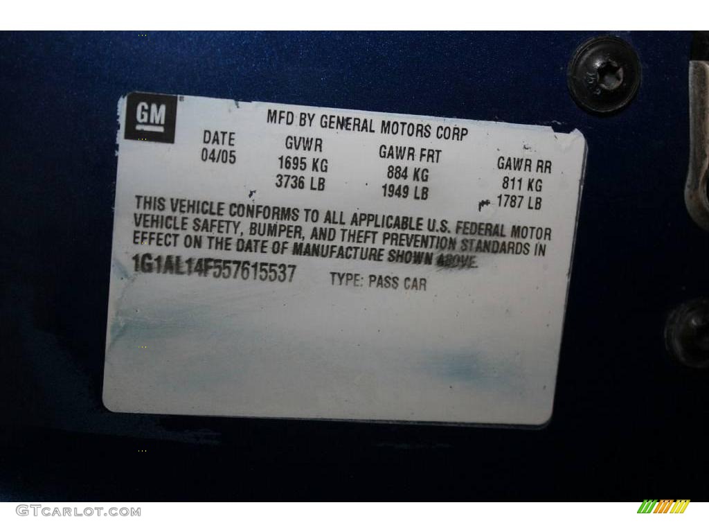2005 Cobalt LS Coupe - Arrival Blue Metallic / Gray photo #21