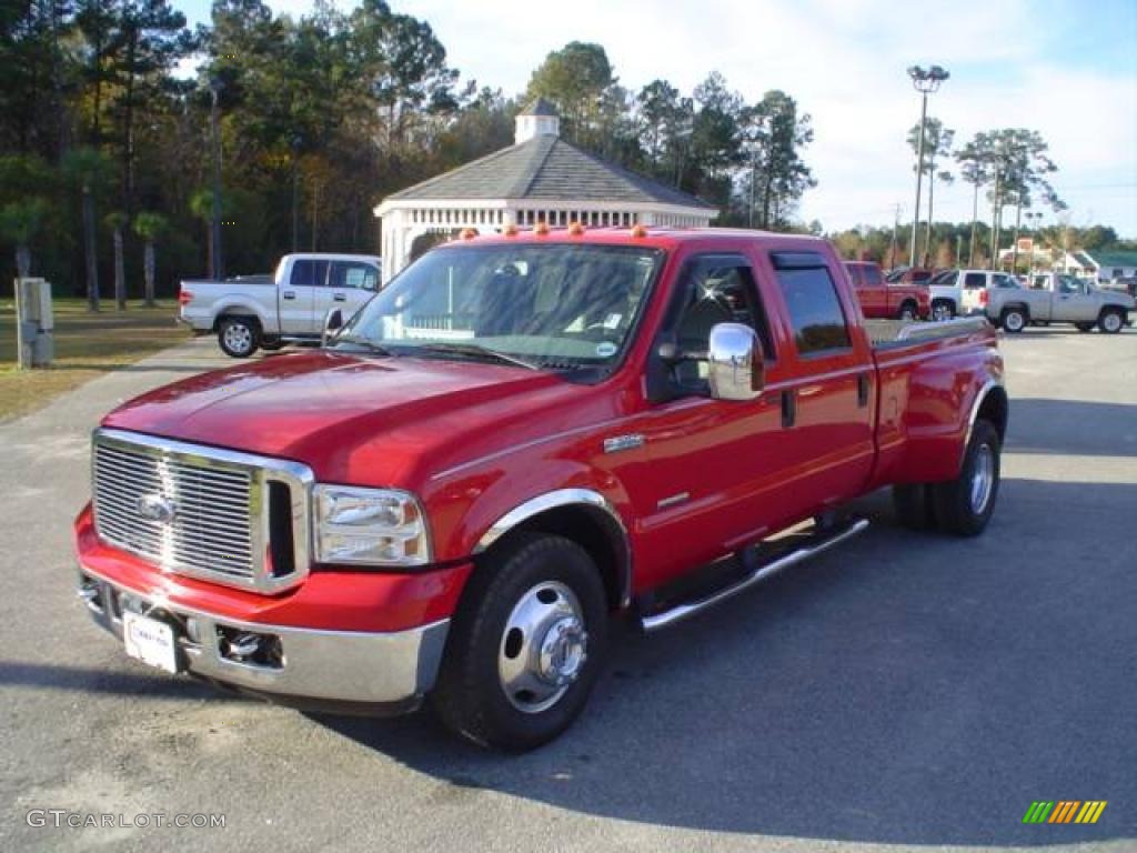 2007 F350 Super Duty Lariat Crew Cab Dually - Red / Medium Flint photo #1