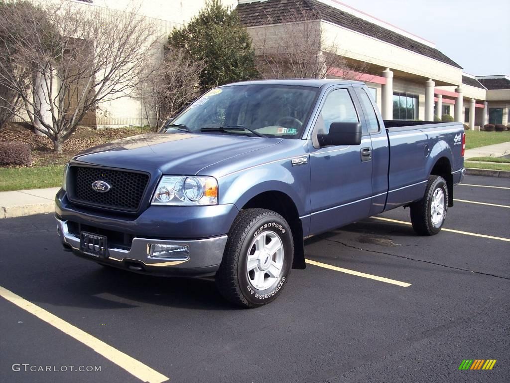 2004 F150 XLT Regular Cab 4x4 - Medium Wedgewood Blue Metallic / Tan photo #3