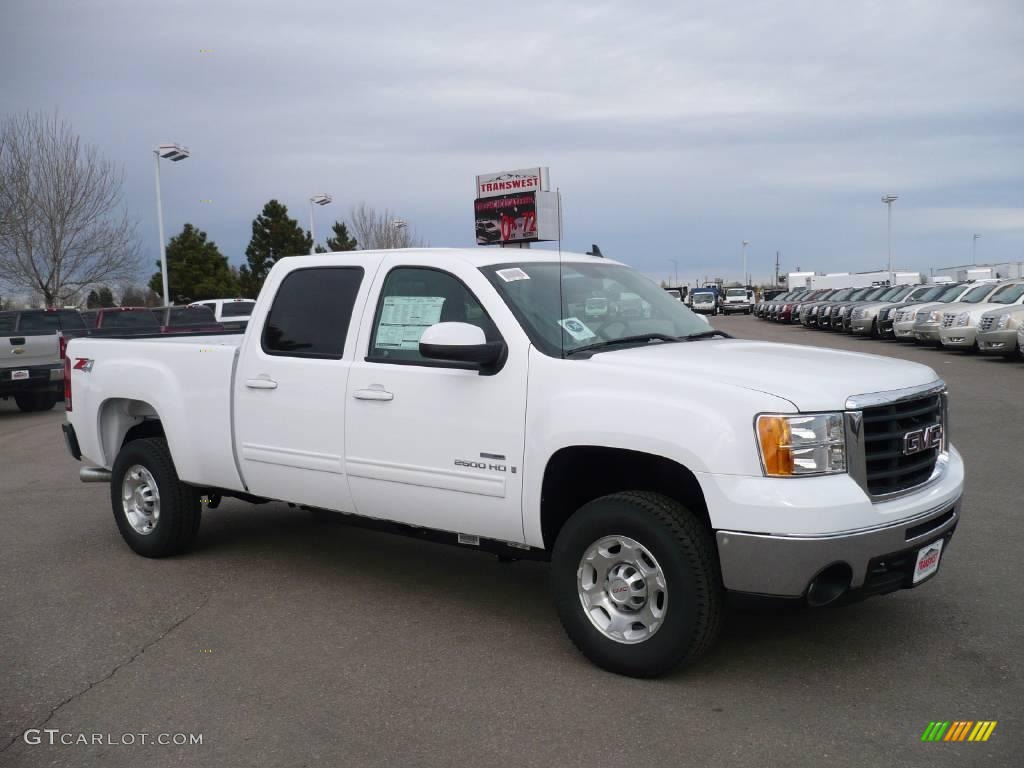 2009 Sierra 2500HD SLT Crew Cab 4x4 - Summit White / Dark Titanium/Light Titanium photo #1