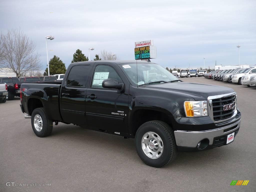 2009 Sierra 2500HD SLT Crew Cab 4x4 - Onyx Black / Dark Titanium/Light Titanium photo #1