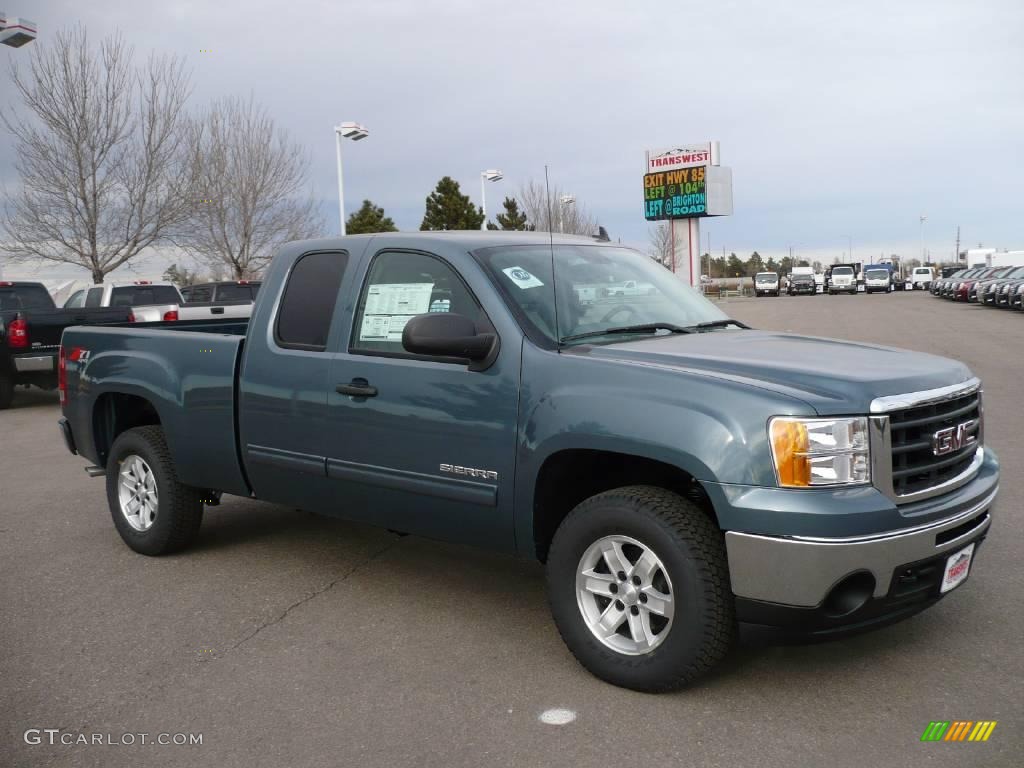 2010 Sierra 1500 SLE Extended Cab 4x4 - Stealth Gray Metallic / Dark Titanium/Light Titanium photo #1