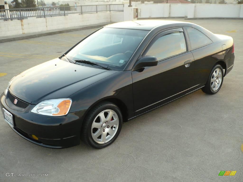 2001 Civic LX Coupe - Nighthawk Black Pearl / Black photo #3