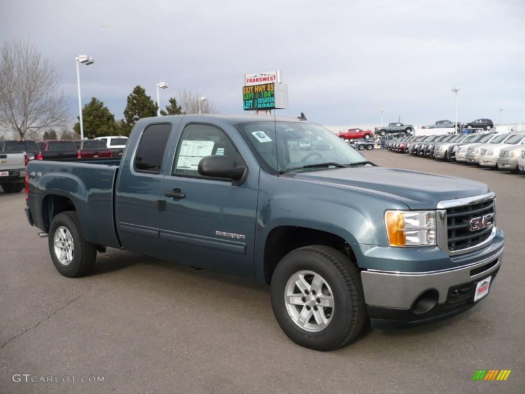 2009 Sierra 1500 SLE Extended Cab 4x4 - Stealth Gray Metallic / Dark Titanium/Light Titanium photo #1