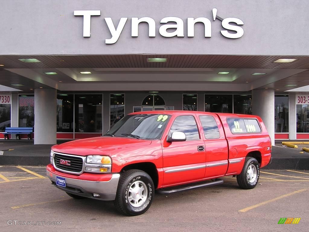 1999 Sierra 1500 Z71 Extended Cab 4x4 - Fire Red / Graphite photo #1