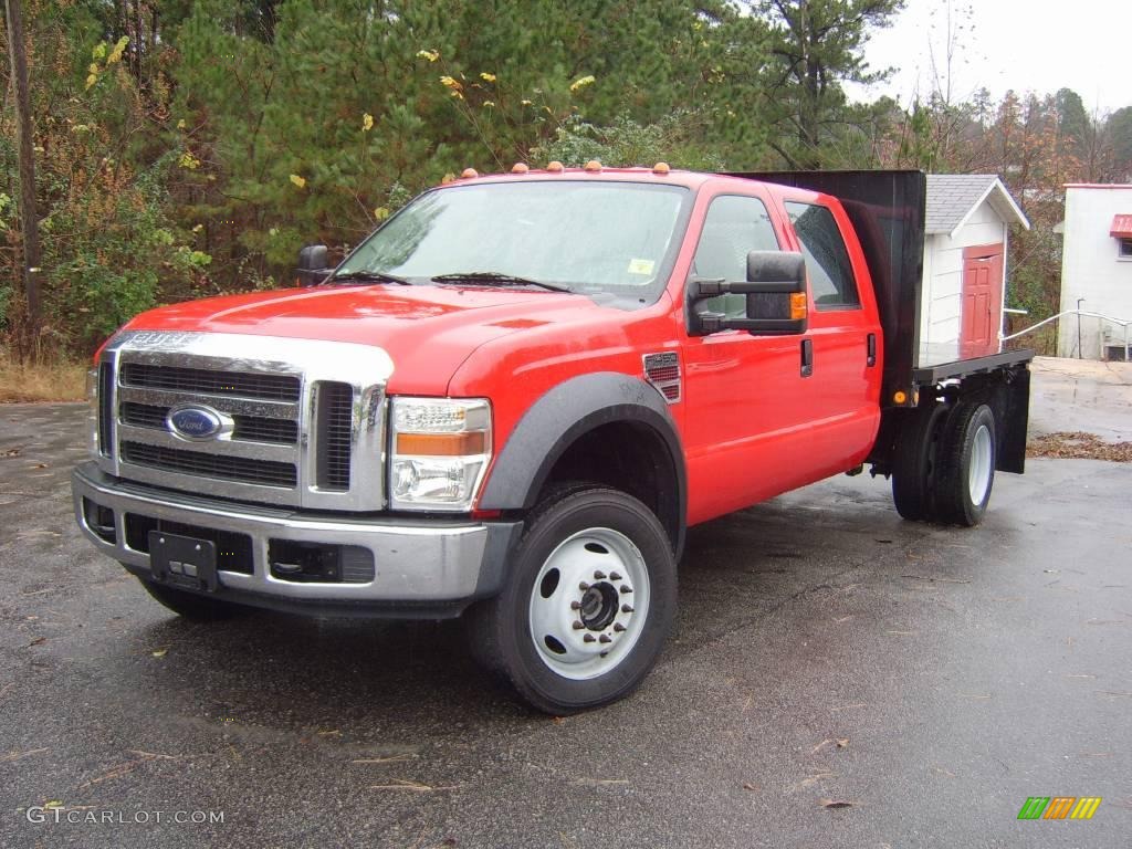 2008 F450 Super Duty XLT Crew Cab 4x4 Chassis - Red Clearcoat / Medium Stone Grey photo #1