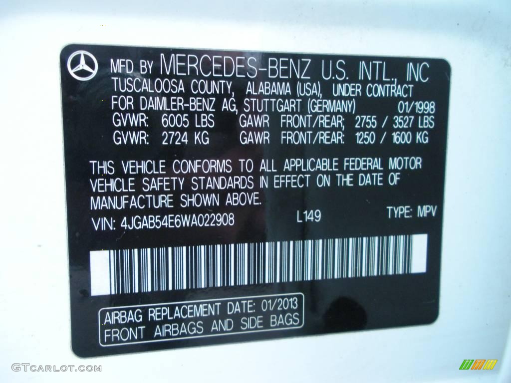 1998 ML 320 4Matic - Polar White / Sand photo #26