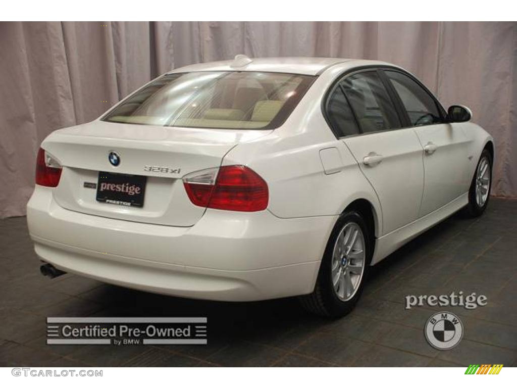 2007 3 Series 328xi Sedan - Alpine White / Beige photo #5