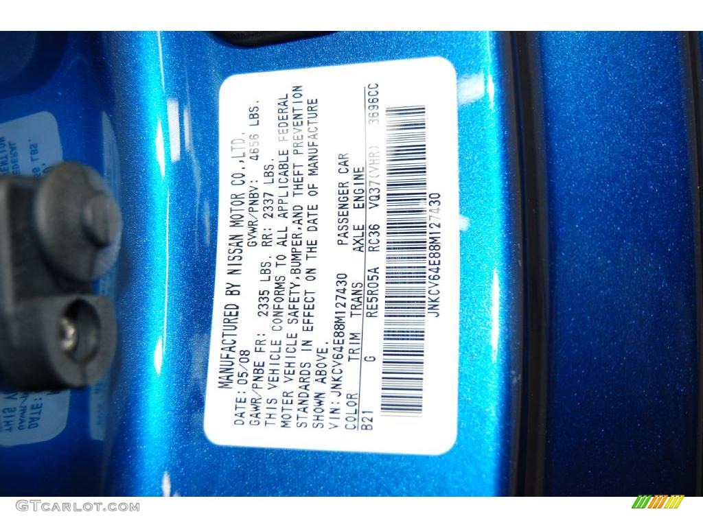 2008 G Color Code B21 for Athens Blue Photo #22670574