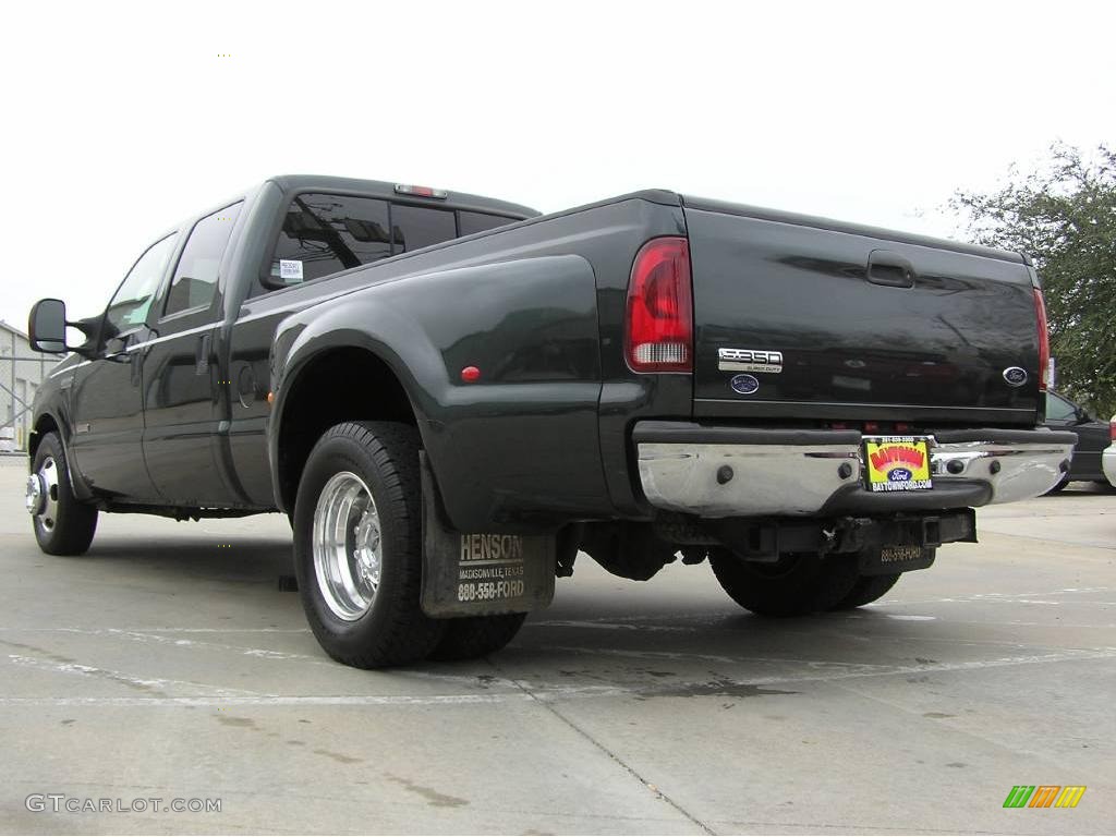 2006 F350 Super Duty XLT Crew Cab Dually - Dark Green Satin Metallic / Tan photo #3