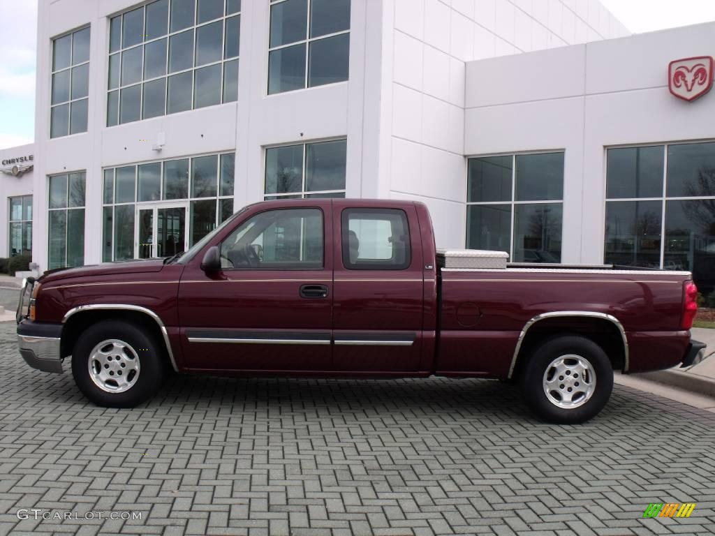 2003 Silverado 1500 LS Extended Cab - Dark Carmine Red Metallic / Medium Gray photo #3