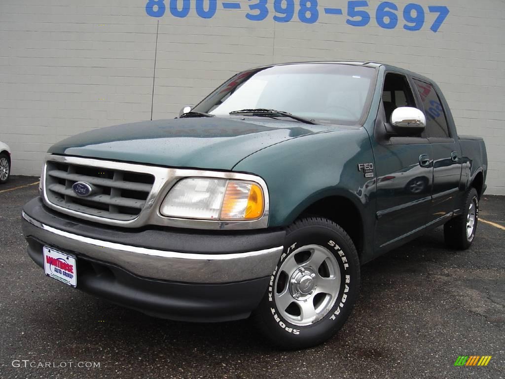 2001 F150 XLT SuperCrew - Dark Highland Green Metallic / Medium Parchment photo #1