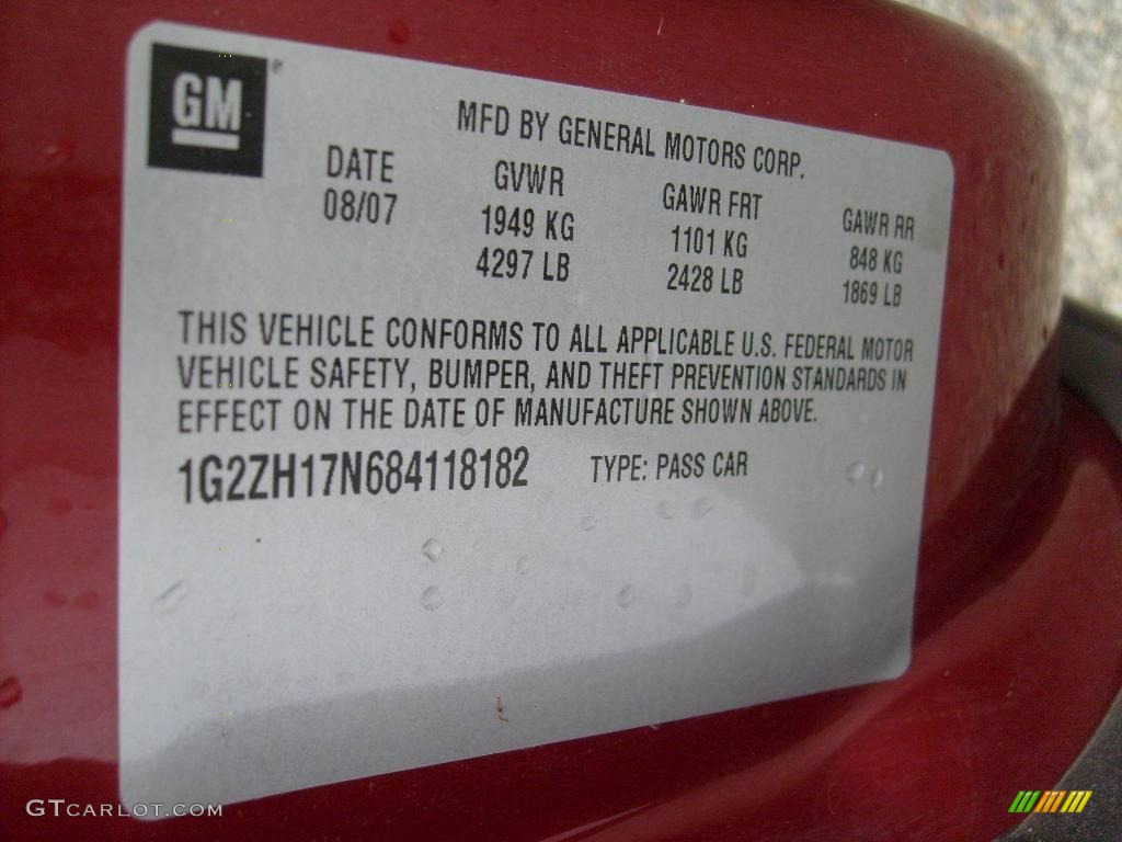 2008 G6 GT Coupe - Performance Red Metallic / Ebony Black photo #22