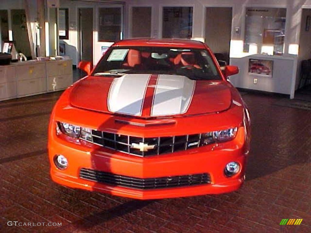 2010 Camaro SS Coupe - Inferno Orange Metallic / Black/Inferno Orange photo #2