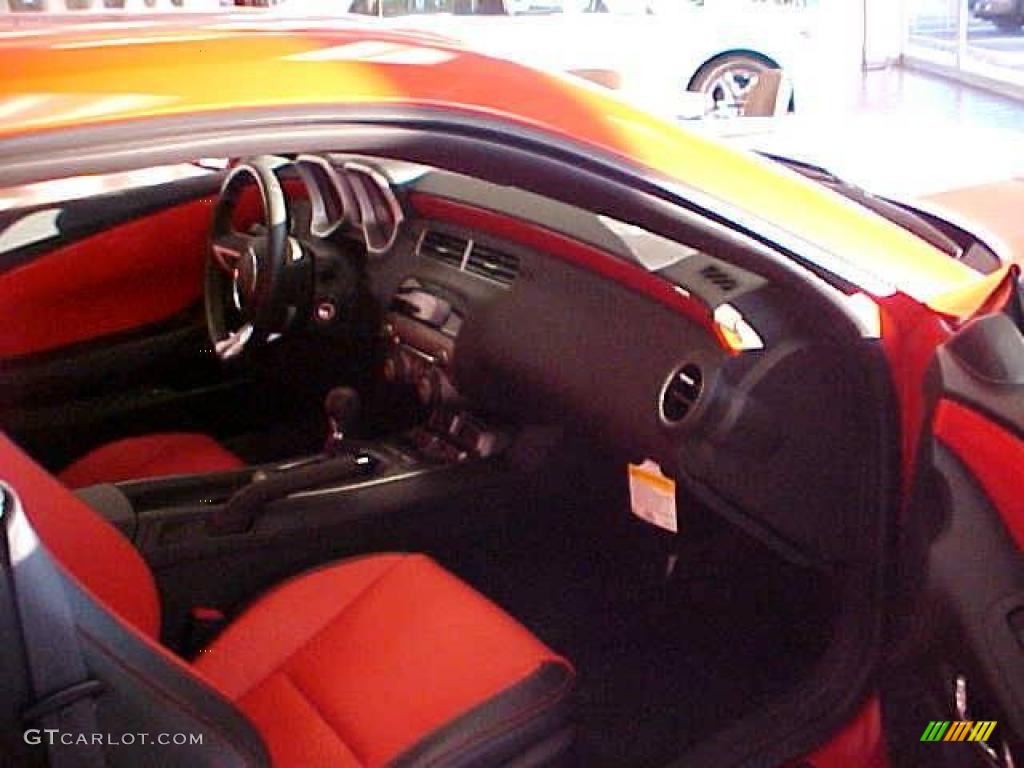2010 Camaro SS Coupe - Inferno Orange Metallic / Black/Inferno Orange photo #7