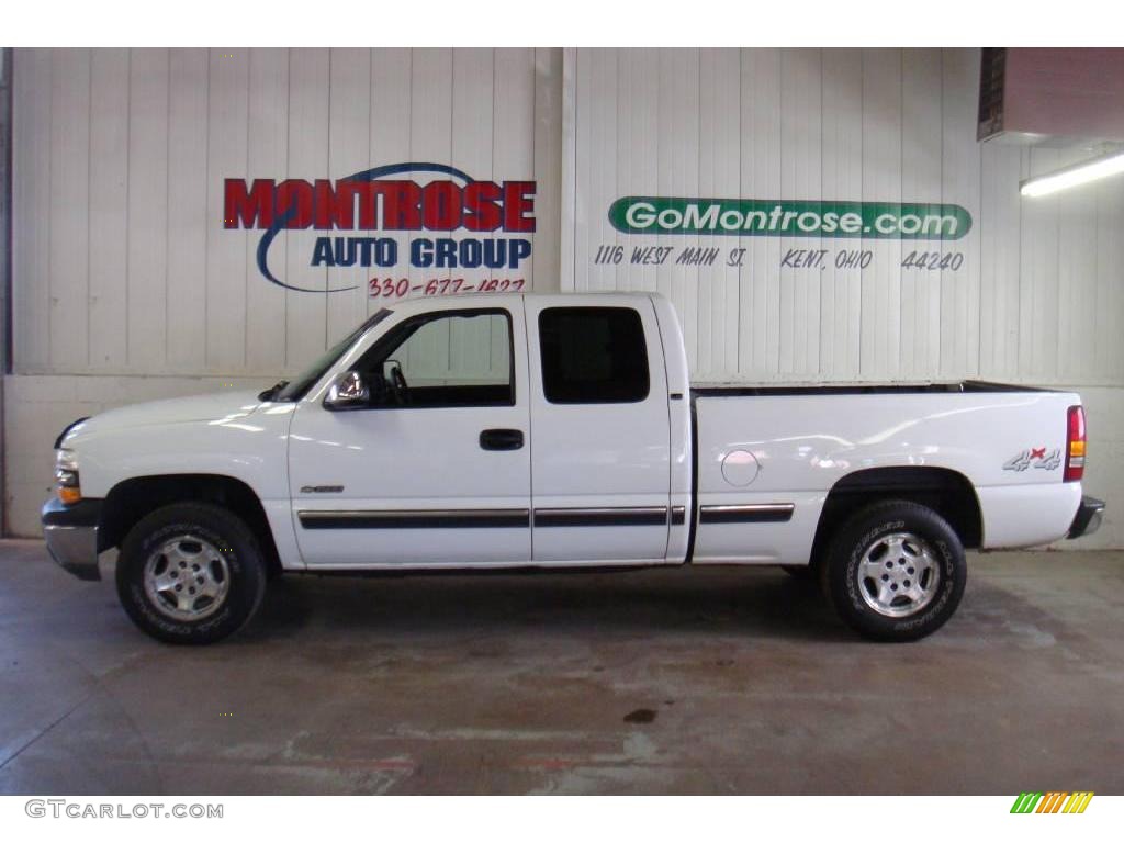 2002 Silverado 1500 LS Extended Cab 4x4 - Summit White / Graphite Gray photo #1