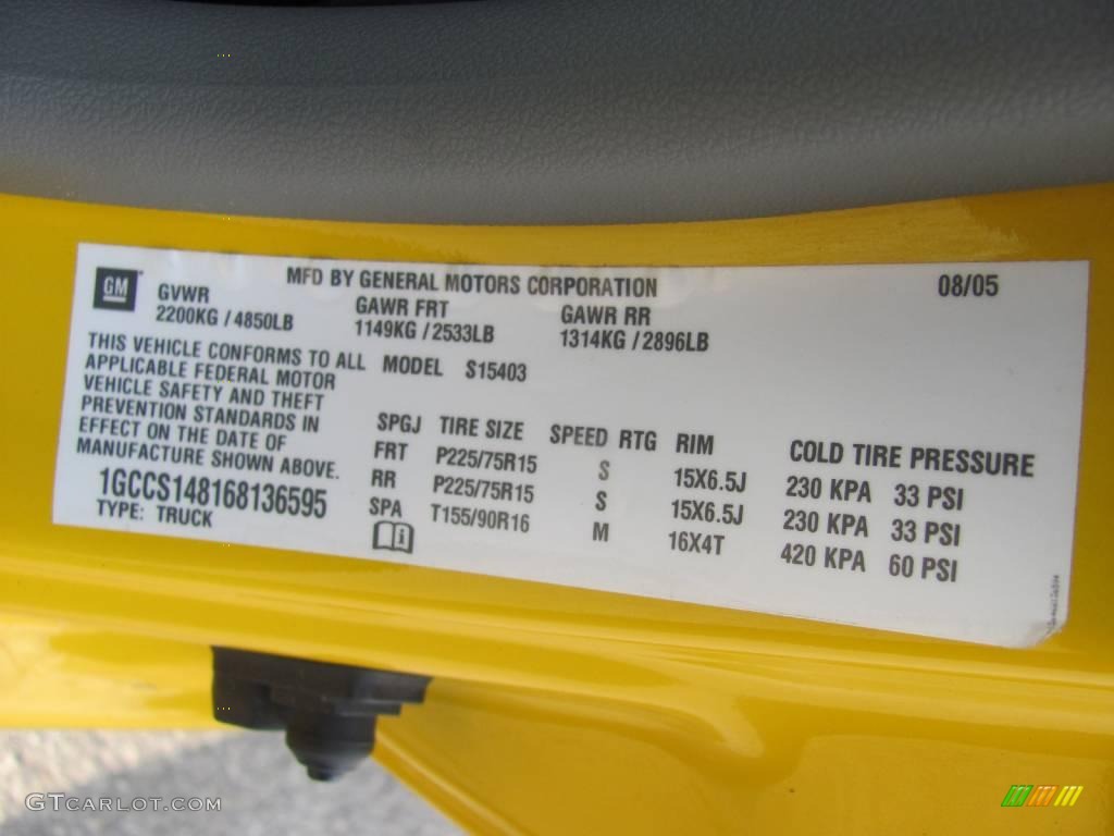 2006 Colorado LS Regular Cab - Yellow / Medium Pewter photo #25