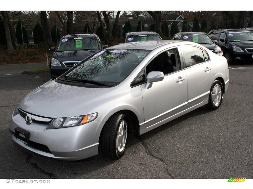 2007 Civic Hybrid Sedan - Alabaster Silver Metallic / Blue photo #1