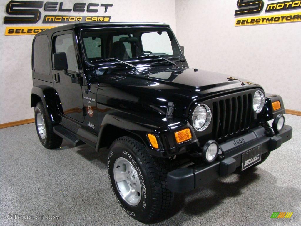 2001 Wrangler Sahara 4x4 - Black / Camel/Dark Green photo #3