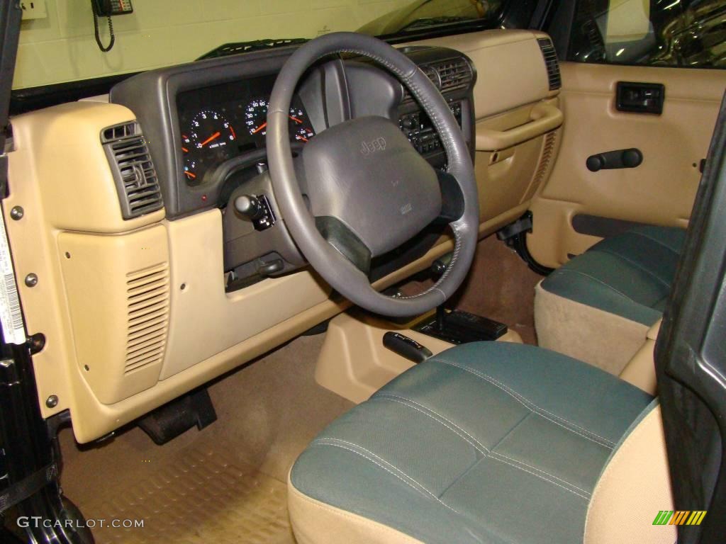 2001 Wrangler Sahara 4x4 - Black / Camel/Dark Green photo #8